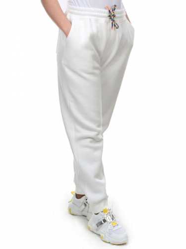 M047 WHITE Брюки спортивные женские на флисе (100% хлопок) 7986 размер M - 44/46 российский