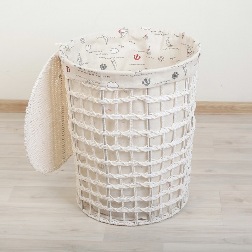 Корзина для белья универсальная плетёная Доляна «Море», 40×40×54 см, цвет белый