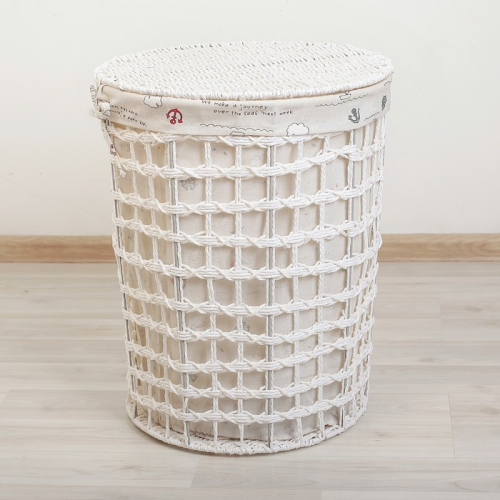 Корзина для белья универсальная плетёная Доляна «Море», 40×40×54 см, цвет белый