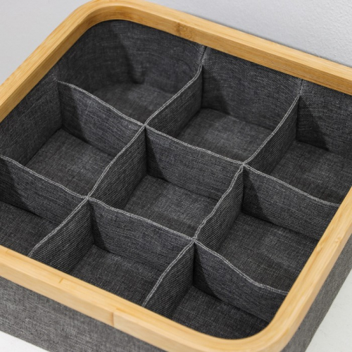 Органайзер для хранения белья Доляна «Лофт», 30×30×8,5 см, 9 ячеек, цвет серый
