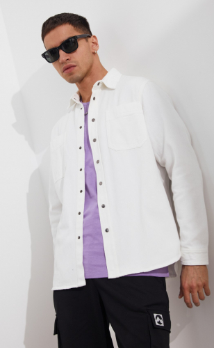 Рубашка мужская джинсовая с длинным рукавом P311-1220-3 молочная