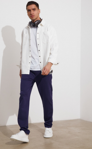 Рубашка мужская джинсовая с длинным рукавом P311-1220-3 молочная
