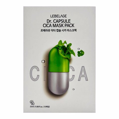 НАБОР Маска для лица тканевая с экстрактом центеллы азиатской LEVELAGE Dr. CAPSULE CICA MASK PACK  10шт