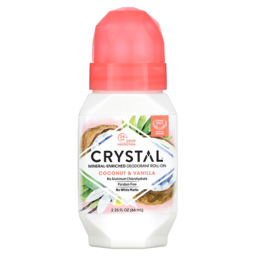 Crystal, Шариковый дезодорант с минералами, с кокосом и ванилью, 66 мл (2,25 жидк. Унции)