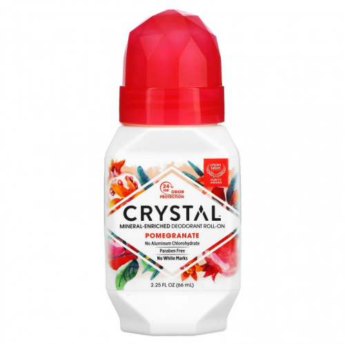 Crystal Body Deodorant, Натуральный шариковый дезодорант с гранатом, 2,25 жидкой унции (66 мл)