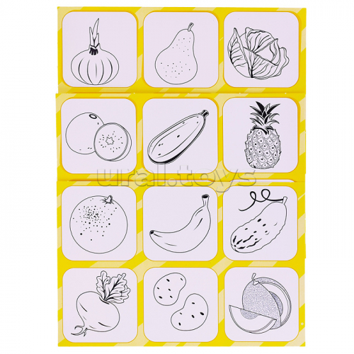 Лото малышам. Овощи и фрукты. Новая игра развивающая для детей из бумаги и картона