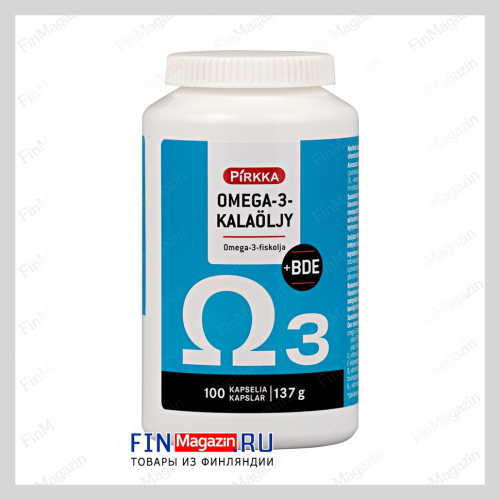 Рыбий жир + фолиевая кислота Pirkka Omega-3 + BDE 100 капсул