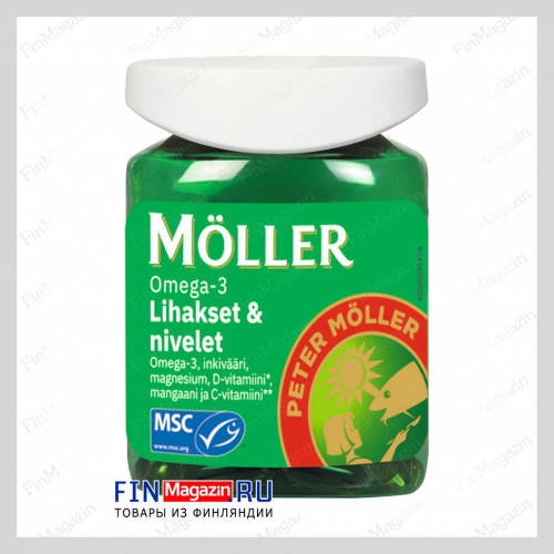 Витамины для мышц и суставов с Омега-3 Moller Nivelille Omega-3 60 капсул Moller