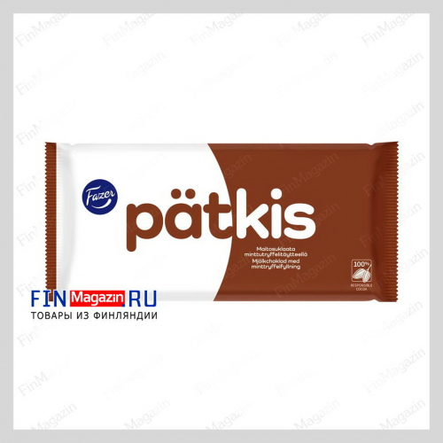 Молочный шоколад с мятно-трюфельной начинкой Fazer Patkis 121 гр