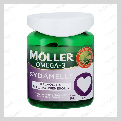 Витамины для сердца с Омега-3  Moller Omega-3 Sydämelle 76 капсул Möller