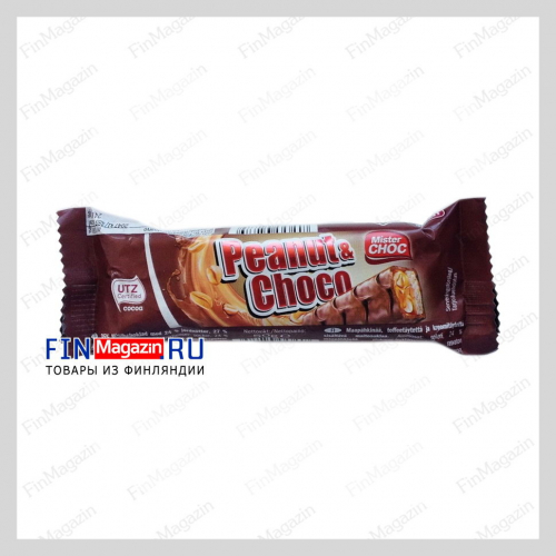 Шоколадный батончик с арахисом, нугой и карамелью Mister Choc, 50 гр