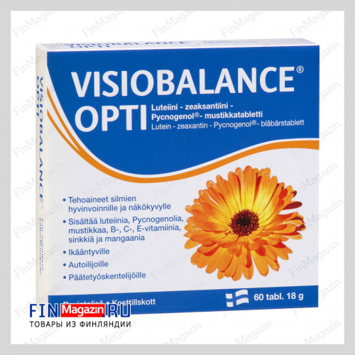 Витамины для глаз с экстрактом черники Visiobalance Opti (Визиобаланс) 60 таблеток Hankintatukku