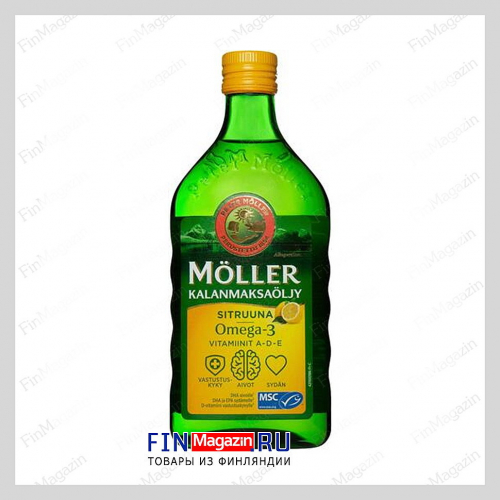 Рыбий жир Омега-3 с лимоном Moller  Omega-3 500 мл (зеленый) Moller