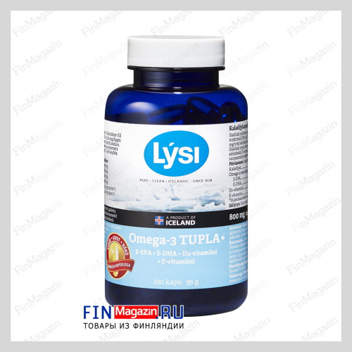 Витамины рыбий жир Омега-3 Lysi Omega-3 TUPLA+ 100 капсул LYSI