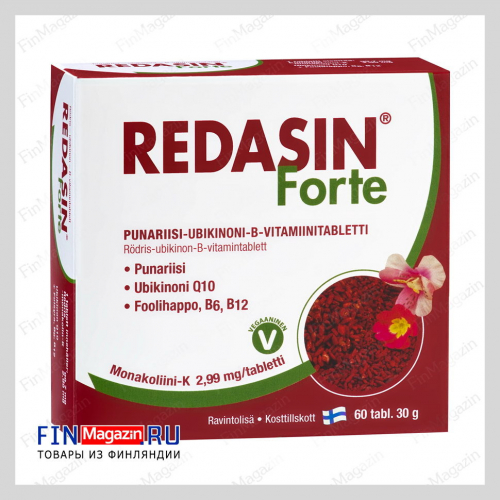 Комплекс для контроля холестерина (красный рис, B12,B6,Q10) REDASIN Forte Hankintatukku 60 табл