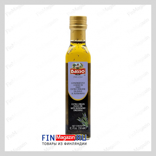 Масло Basso оливковое нерафинированное высшего качества с розмарином 250 мл