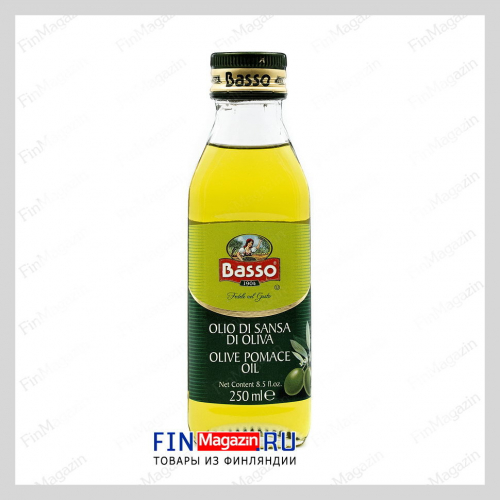 Оливковое масло из выжимок рафинированное с добавлением оливкового масла нерафинированного Basso Olive Pomance oil 250 мл
