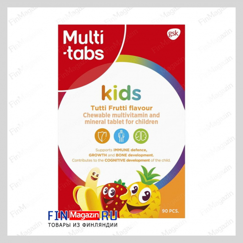 Жевательный мультивитаминный комплекс для детей Multi-Tabs Kids со вкусом Tutti Frutti 90 шт