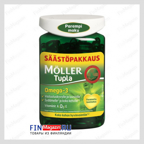 Витамины Омега-3, D и A, E Moller Tupla Omega-3 150 капсул Moller