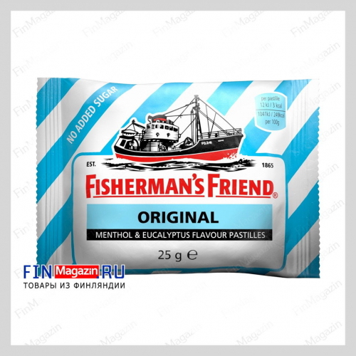 Пастилки с ментолом и эвкалиптом (без сахара)  от укачивания Fisherman's Friend Оригинал 25 гр