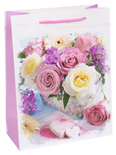 Пакет подарочный с мат. лам. Великолепные цветы 31х40х12 см