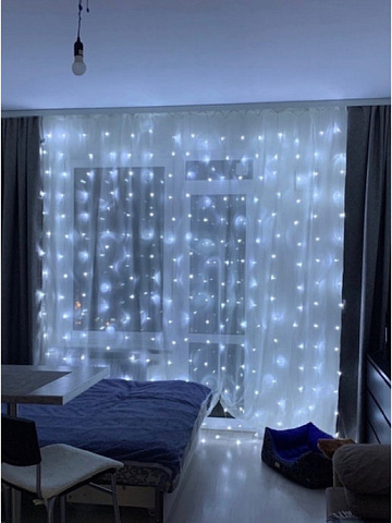 Гирлянда шторы белый цвет 1,8х1,8м