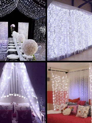 Гирлянда шторы белый 3х3м