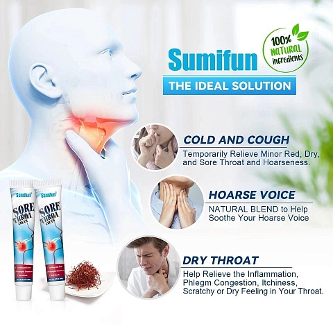 Мазь для ухода за больным горлом Sumifun, 20гр Sore Throa cream