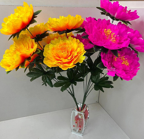 Цветы искусственные декоративные Пионы крупные (7 бутонов) 63 см