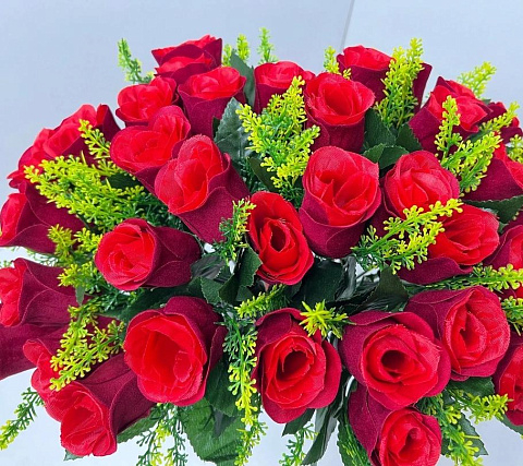 Цветок искусственный декоративный Роза красная (18 бутонов) 36 см