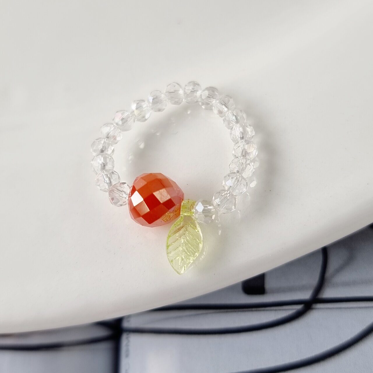 Кольцо-резинка с кулоном, из хрустального бисера, с переливом, арт.204.092