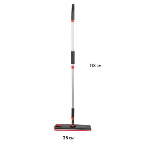 Швабра с распылителем Pioneer MS018, 35х10 см, 235 мл, ручка 118 см, цвет чёрный с красным