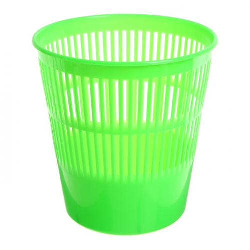 Корзина для бумаг и мусора ErichKrause Neon Solid, 9 литров, пластик, сетчатая, зеленый неон
