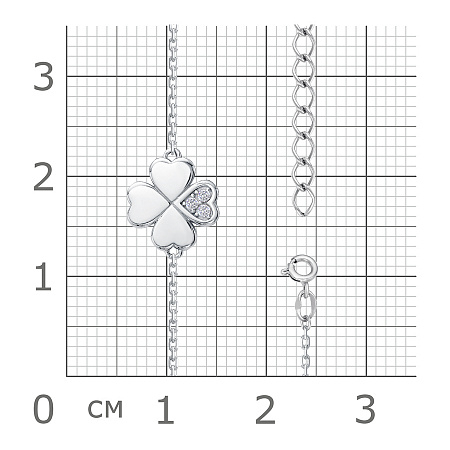 15-1271 браслет с фианитом родированный