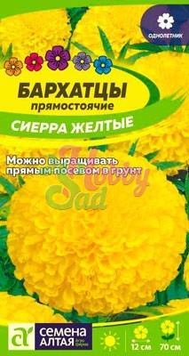 Цветы Бархатцы Сиерра Желтые (0,3 г) Семена Алтая