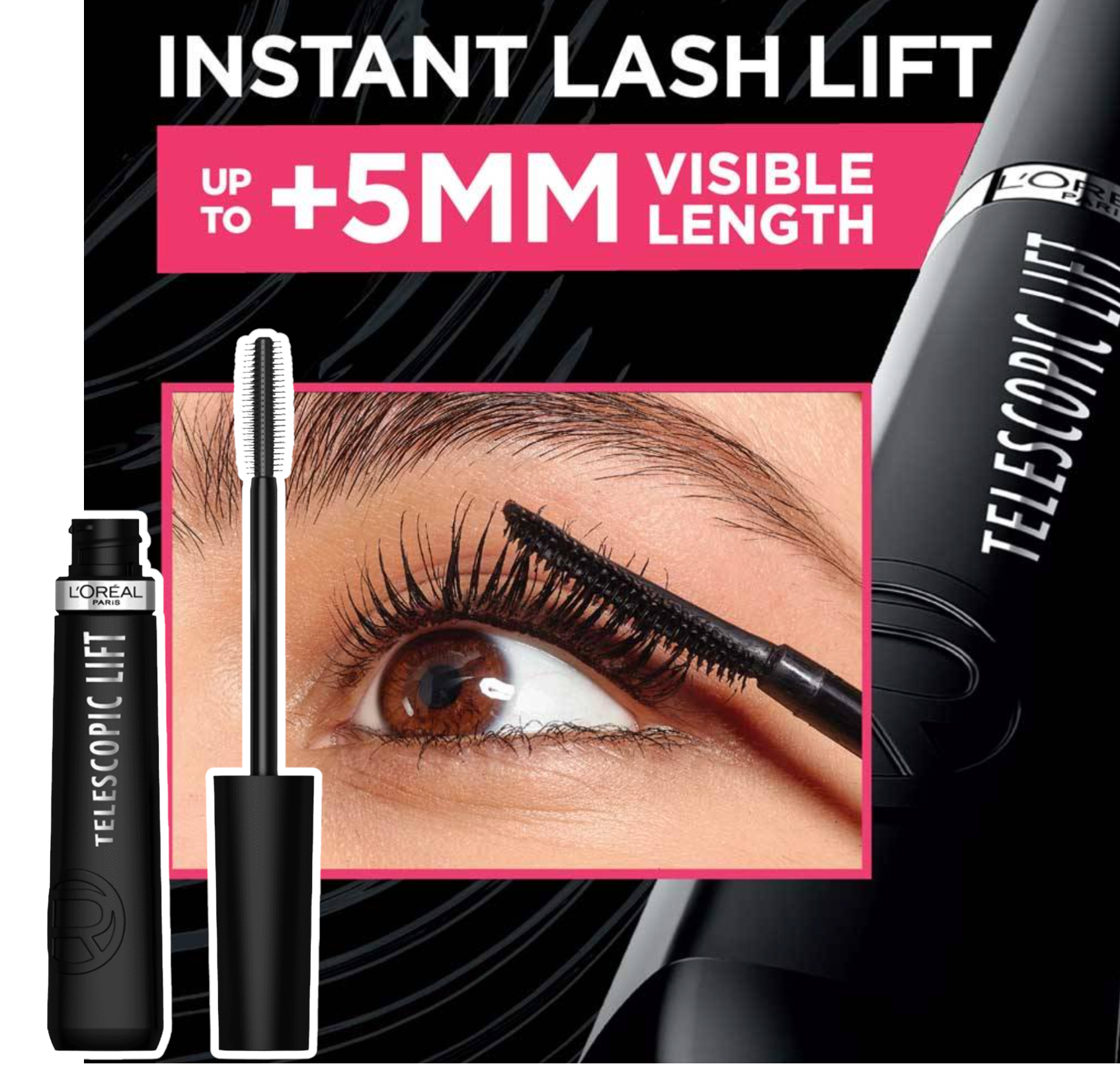 2 L'Oreal. Тушь д/ресниц TELESCOPIC ЛИФТ черный НОВИНКА