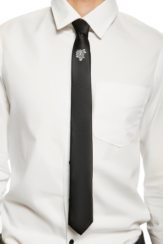 Классический галстук SIGNATURE #230521Черный, светло-зеленый, светло-серый