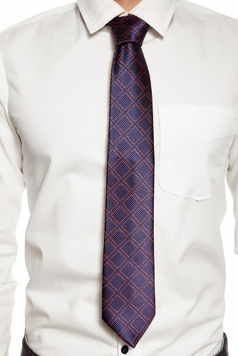 Классический галстук SIGNATURE #230505Темно-синий, малиново-красный