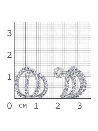 12-1440 Серьги с фианитом родированные серебро 925*