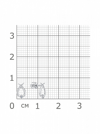 12-1489 Серьги с фианитом родированные серебро 925*