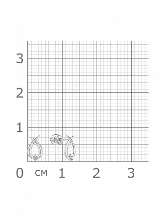 12-1489 Серьги с фианитом родированные серебро 925*