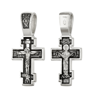 2-142-3 Крест (образ Покрова) из серебра частичное чернение литье