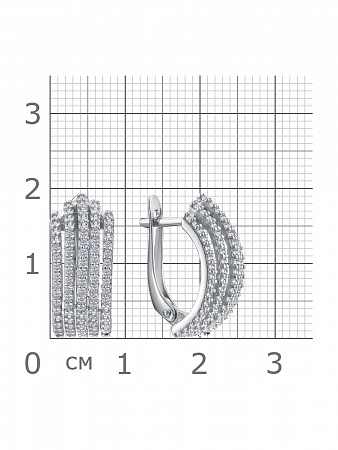 11-0845 Серьги с фианитом родированные серебро 925*