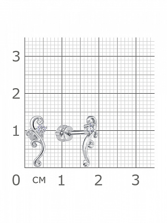 12-1162 Серьги с фианитом родированные серебро 925*