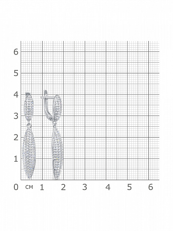 11-0833 Серьги с фианитом родированные серебро 925*