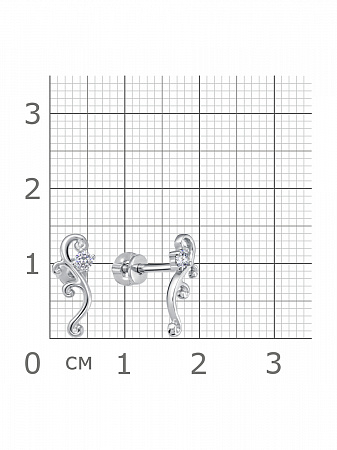 12-1162 Серьги с фианитом родированные серебро 925*
