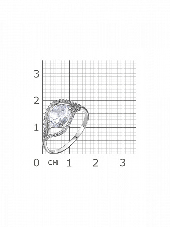 10-0652 Кольцо с фианитом родированное серебро 925*