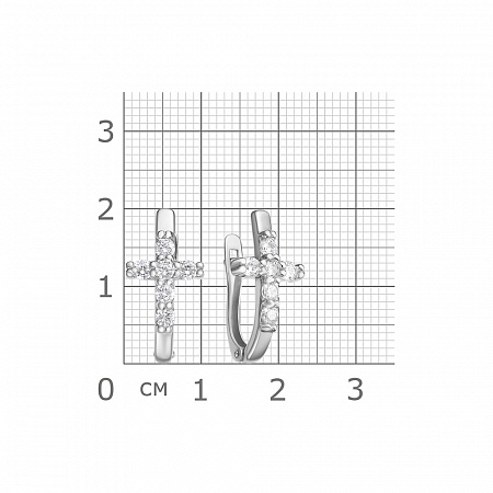 11-0792 Серьги с фианитом родированные серебро 925*