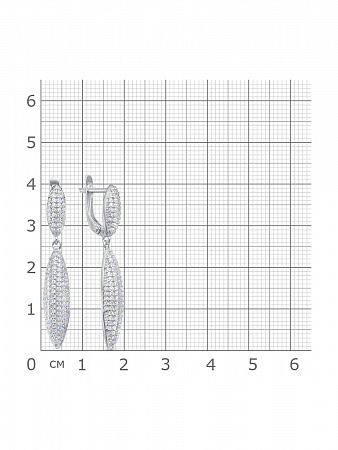 11-0833 Серьги с фианитом родированные серебро 925*