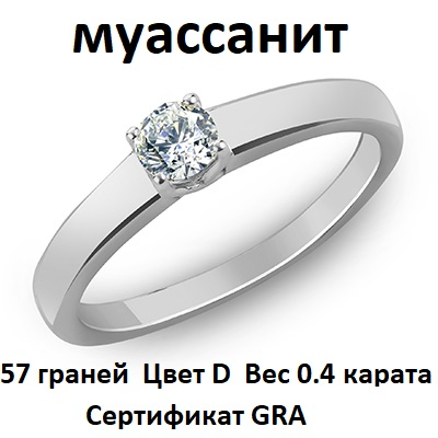 10-0131.1620 Кольцо с муассанитом родированное серебро 925*